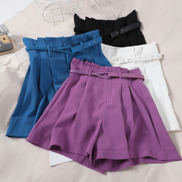 Naiste vabaaja püksid kõrge vöö ja vööga