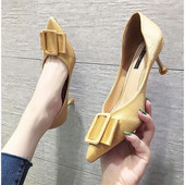 Pantofi eleganti de dama cu toc inalt cu panglica