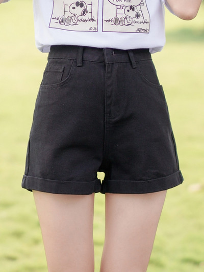 Модерни дамски къси панталони с висока талия и джобове