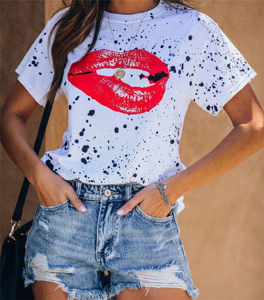 Valge vabaaja naiste t-särk aplikatsiooni ja ovaalse kaelusega