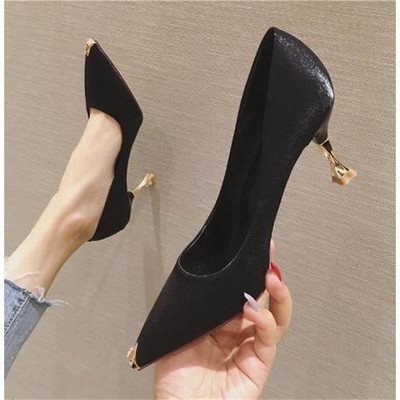 Pantofi de dama eleganti cu toc inalt cu efect stralucitor