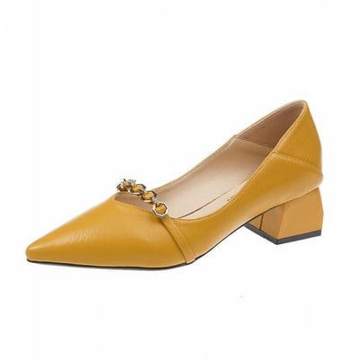 Pantofi eleganti de dama cu toc inalt cu element metalic