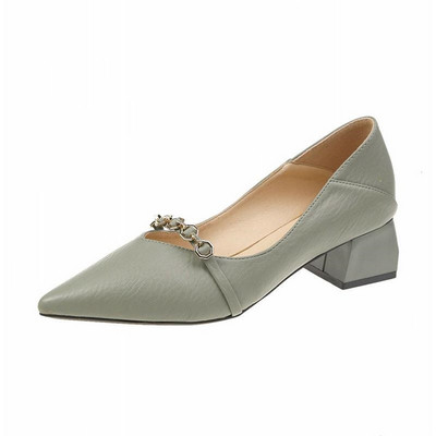 Pantofi eleganti de dama cu toc inalt cu element metalic