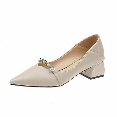 Pantofi eleganti de dama cu toc inalt cu element metalic