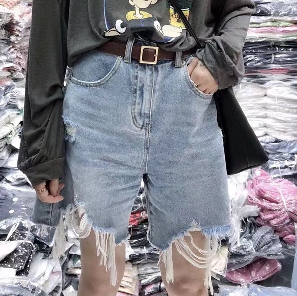 Rebenenud kummi ja taskutega vabaaja naiste lühikesed teksad