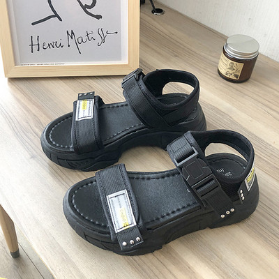 Sandale casual dama cu talpa inalta si inchidere laterala
