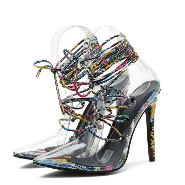 Νέο μοντέλο γυναικεία παπούτσια σιλικόνης με ψηλά τακούνια και κορδόνια