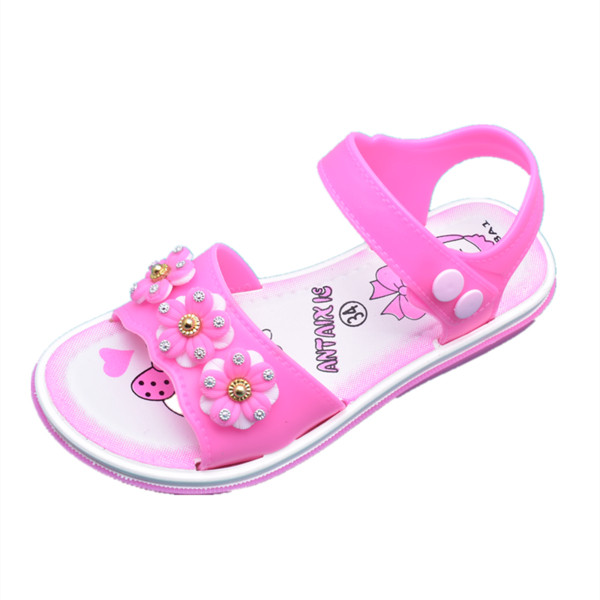 Moodsad lillede ja nööpidega laste sandaalid