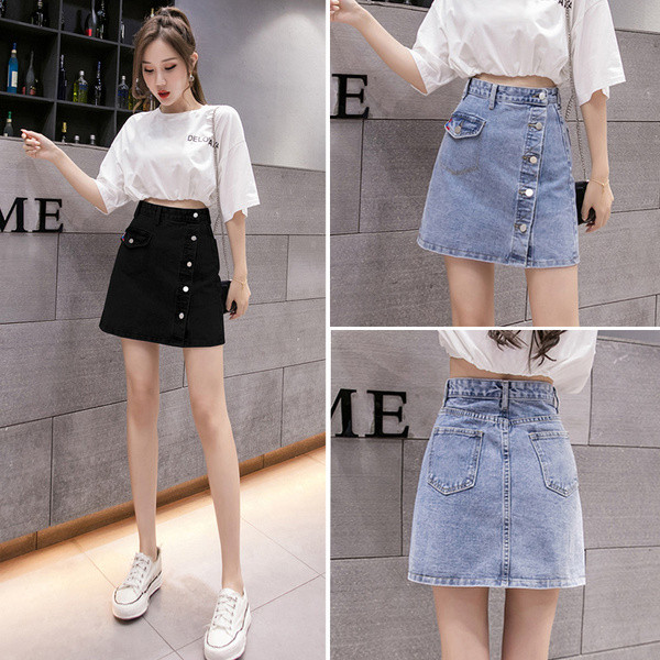 Naiste asümmeetrilise kinnitusega teksaseelik - A-joon