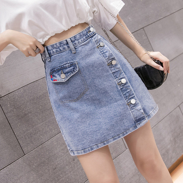 Naiste asümmeetrilise kinnitusega teksaseelik - A-joon