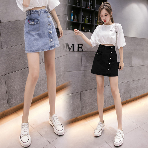 Naiste asümmeetrilise kinnitusega teksaseelik - A-joon