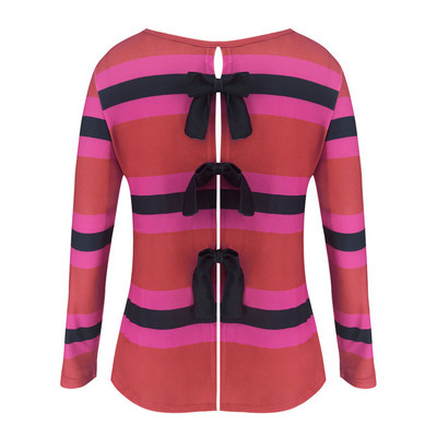 Bluza casual de dama cu panglica si decolteu oval