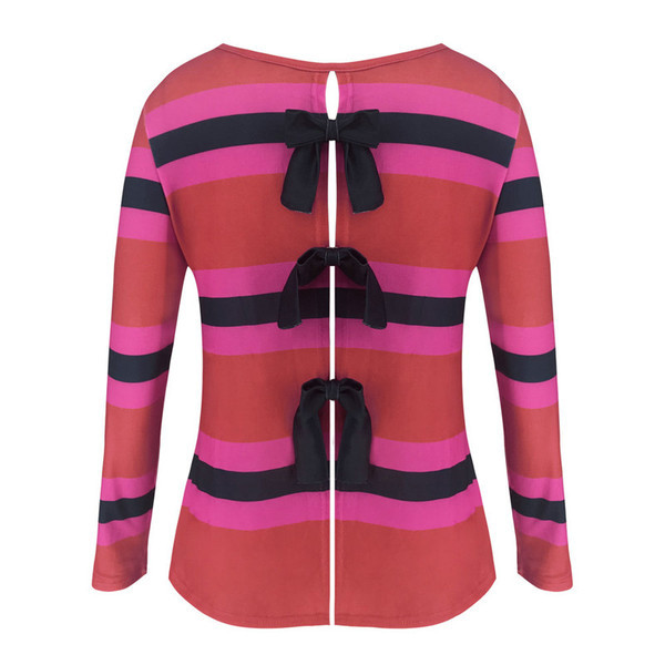 Casual γυναικεία μπλούζα με κορδέλα και οβάλ ντεκολτέ