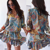 Rochie casual de dama cu maneci lungi si cravate