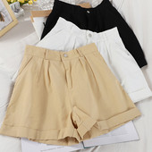 Pantaloni scurti casual de dama cu elastic si talie inalta