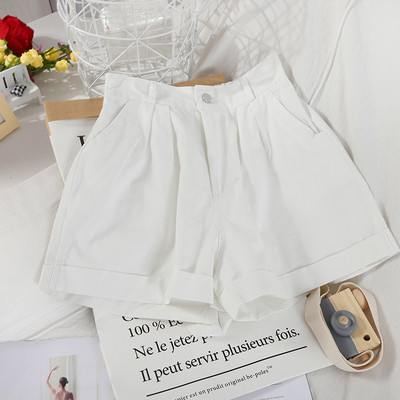 Pantaloni scurti casual de dama cu elastic si talie inalta