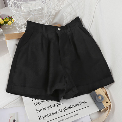 Pantaloni scurti casual de dama cu elastic si talie inalta