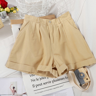 Pantaloni scurti casual de dama cu elastic si talie inalta