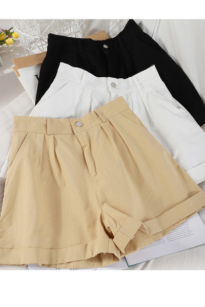 Alkalmi női rövidnadrág elasztikus és magas derékkal