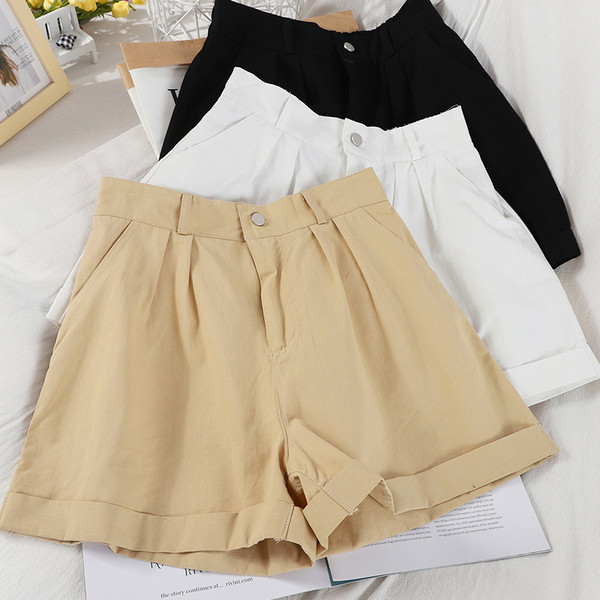 Alkalmi női rövidnadrág elasztikus és magas derékkal