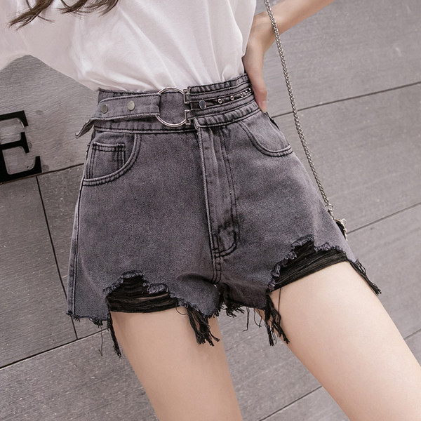 Naiste lühikesed teksad vöö ja kõrge vöökohaga