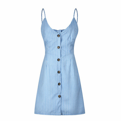 Casual γυναικείο φόρεμα με λεπτούς ιμάντες και κουμπιά