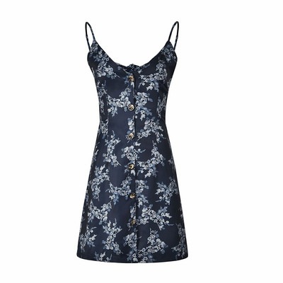 Casual γυναικείο φόρεμα με λεπτούς ιμάντες και κουμπιά