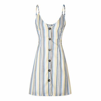 Casual γυναικείο φόρεμα με λεπτούς ιμάντες και κουμπιά