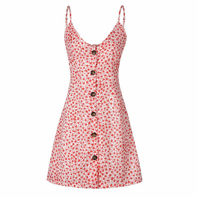 Casual γυναικείο φόρεμα με λεπτούς ιμάντες και κουμπιά