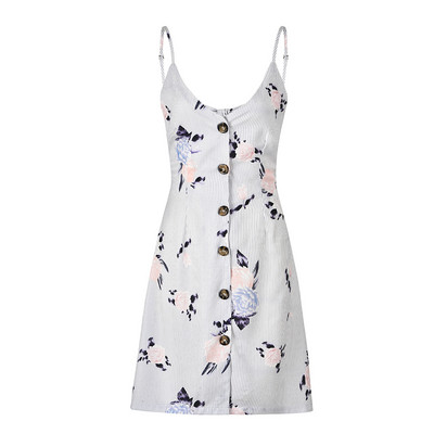 Casual γυναικείο φόρεμα με λεπτούς ιμάντες και κουμπιά