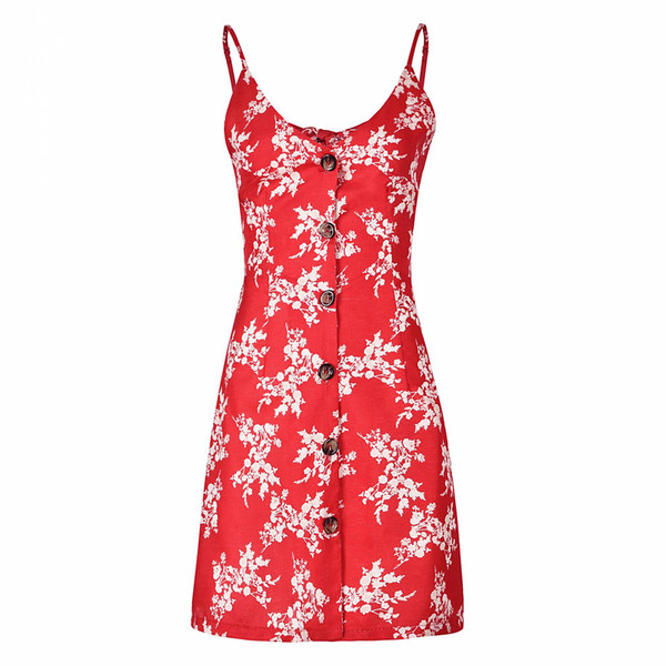 Casual γυναικείο φόρεμα με λεπτούς ιμάντες και κουμπιά