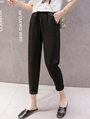 Pantaloni casual dama 7/8 cu talie elastica