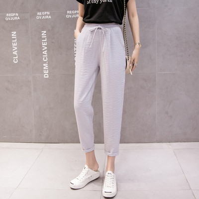 Pantaloni casual dama 7/8 cu talie elastica