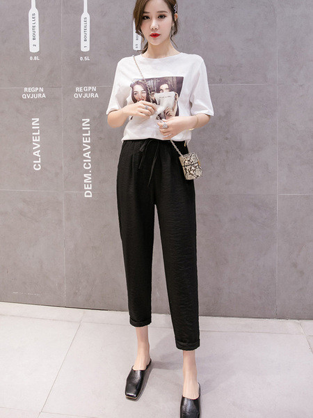 Naiste vabaaja püksid 7/8 elastse vöökohaga