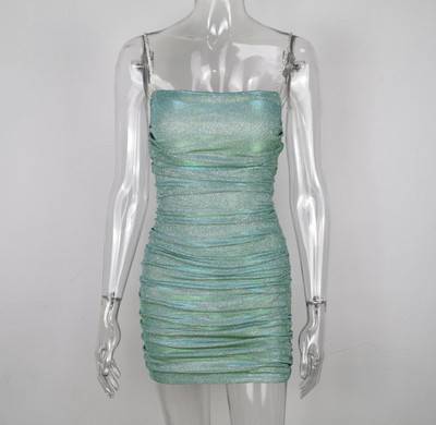 Rochie scurta de dama eleganta cu bretele subtiri si efect stralucitor