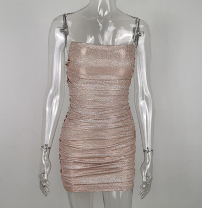 Rochie scurta de dama eleganta cu bretele subtiri si efect stralucitor