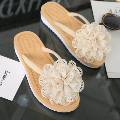 Papuci casual de damă peste degete cu floare 3D