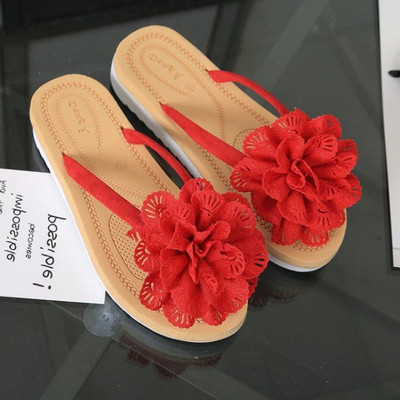 Papuci casual de damă peste degete cu floare 3D