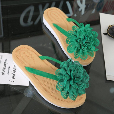 Papuci casual de damă peste degete cu floare 3D