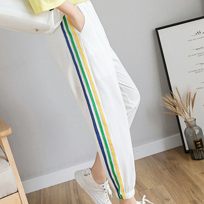 Pantaloni lungi casual de dama cu talie elastica si cu margini