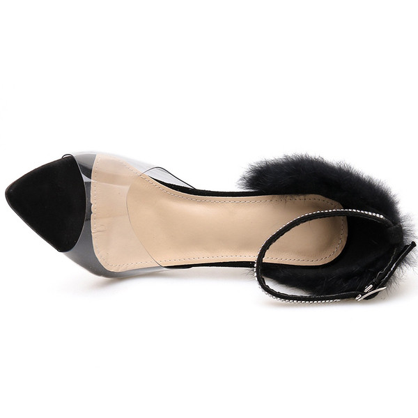 Elegantsed naiste kõrge kontsaga kingad sule ja pandlaga