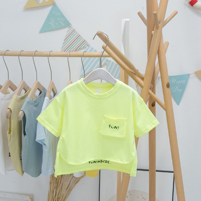 Tricou asimetric pentru copii model nou cu buzunar pentru baiat