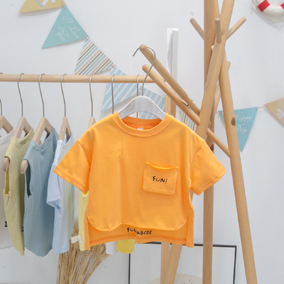 Tricou asimetric pentru copii model nou cu buzunar pentru baiat