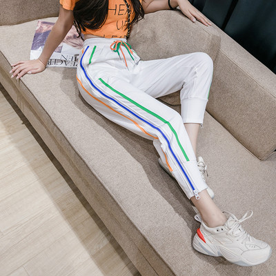 Pantaloni sport casual de dama cu fermoar si margini