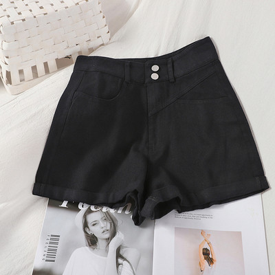 Pantaloni scurti de dama cu buzunare si talie inalta