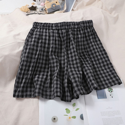 Pantaloni scurti dama in carouri cu elastic
