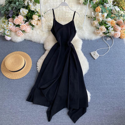 Rochie de dama model asimetric cu bretele subtiri
