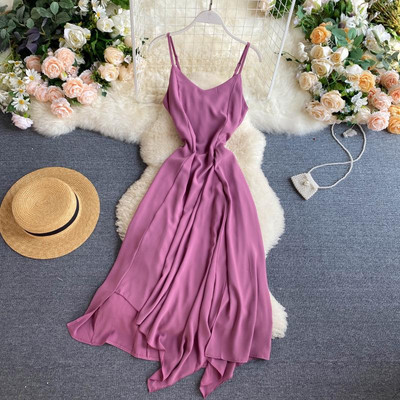 Rochie de dama model asimetric cu bretele subtiri