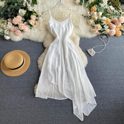 Rochie de dama model asimetric cu bretele subtiri