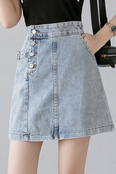 Naiste vabaaja lühike teksaseelik nööpidega